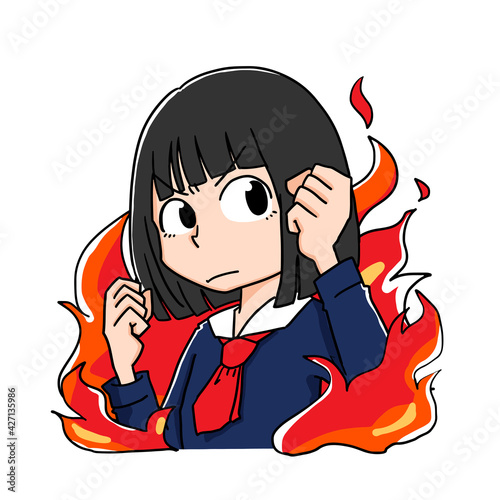 やる気に燃える女子学生