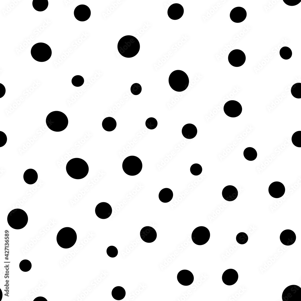 Irregular polka dots seamless pattern. Circle shapes texture background.