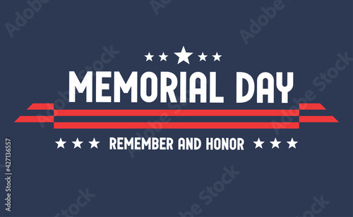 Memorial day badge design. United states veteran national holiday. Red, white and blue american flag colors.