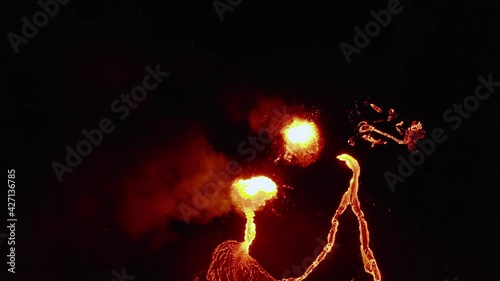 Aerial view above volcano craters of Krysuvík volcanic system - screwdriver, drone shot photo