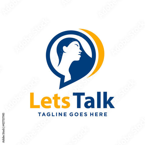 modern logo talking or communication woman