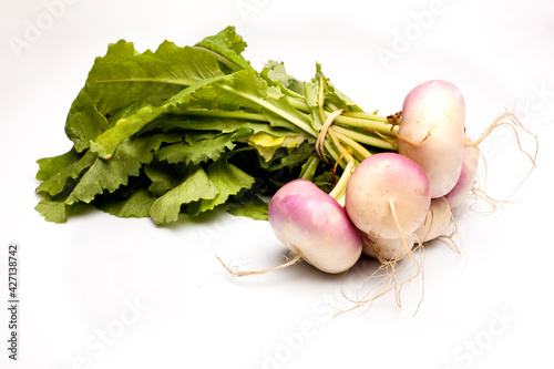 Obraz na plátne bunch of fresh new turnip on white background