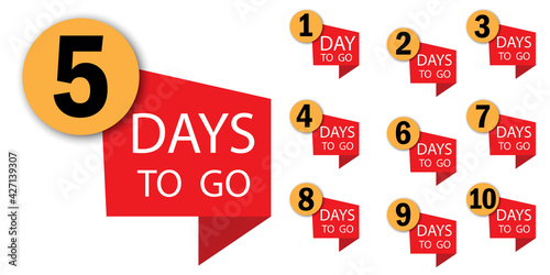 Five days go sticker. Sticker design. Special offer symbol. Design promotion. Stock image. Vector illustration. EPS 10.