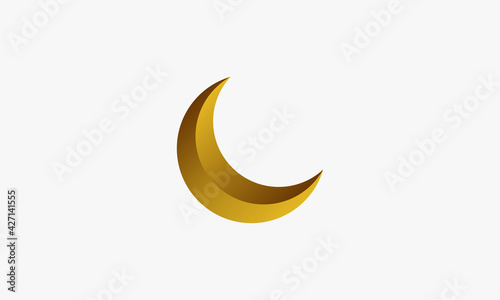 Fotografiet gold crescent moon 3d illustration graphic vector.