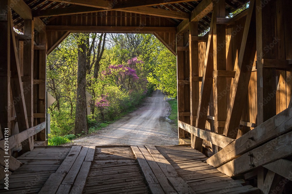 Driving through a covered bridge in southern Indiana USA Driving through a covered bridge in southern Indiana USA