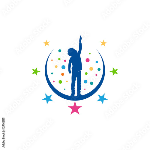 Kids Dream logo design vector illustration, Creative Dream kids logo design concept template, symbols icons