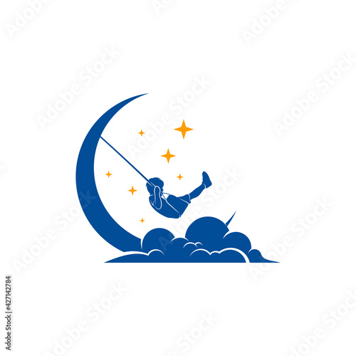 Kids Dream logo design vector illustration, Creative Dream kids logo design concept template, symbols icons