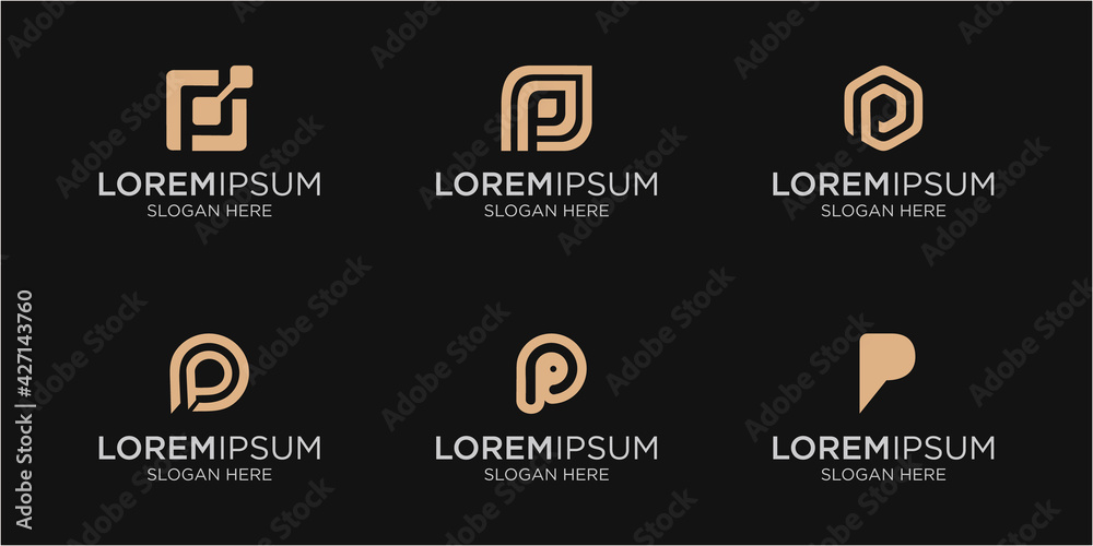 modern P monogram logo collection - obrazy, fototapety, plakaty 
