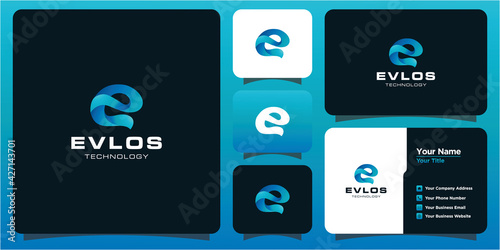 E logo and business card