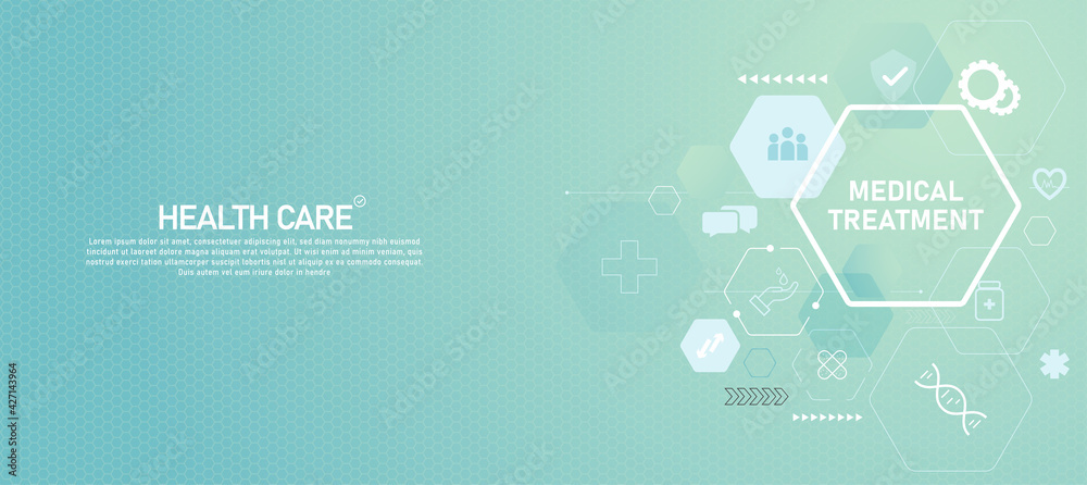Geometric hexagon background Medical concept with vector icon - obrazy, fototapety, plakaty 