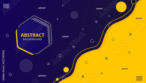Liquid color background design. Composition of fluid gradient shapes. Futuristic design poster. blue and yellow color