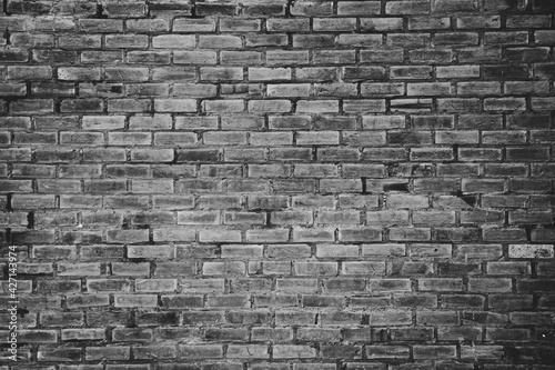 Brick wall black vintage background.