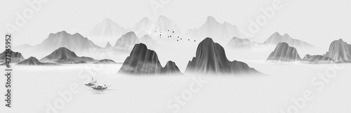 Hand painted Chinese ink landscape painting