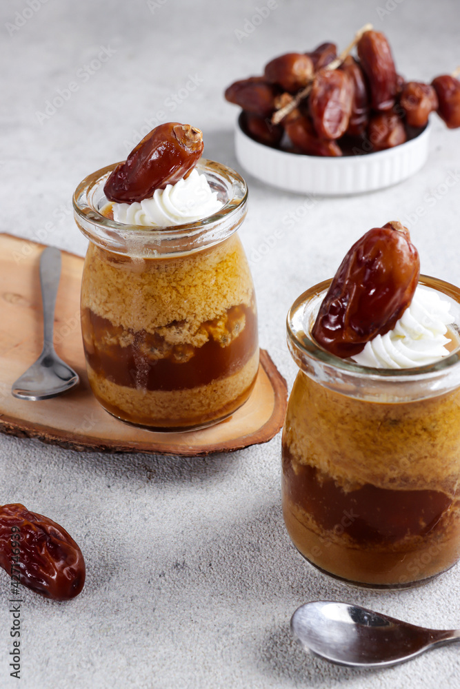 Agaragar kurma, puding kurma or dates pudding, made of coconut milk