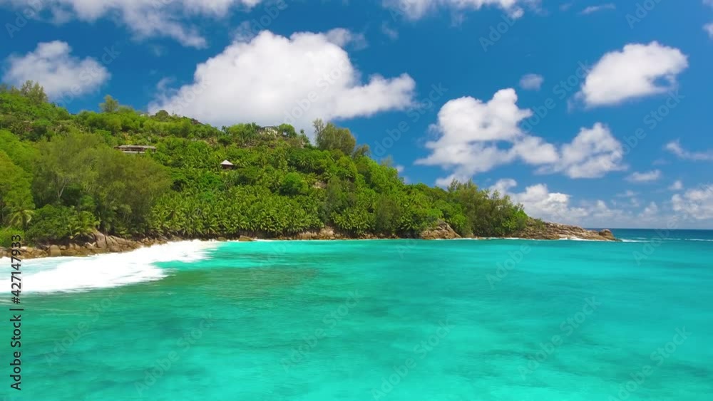 Paradisque beach and beautiful blue sky on the island of Paradisque beach and beautiful blue sky on the island of