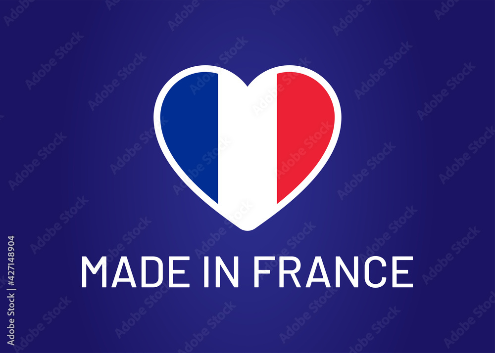 Made in france symbol colored heart shape vector.
