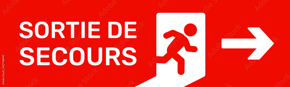 Sortie de secours panneau rouge de signalétique en cas d'urgence Sortie de secours panneau rouge de signalétique en cas d'urgence