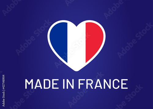 Made in france symbol colored heart shape vector.
