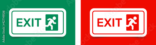Emergency exit door sign vector.