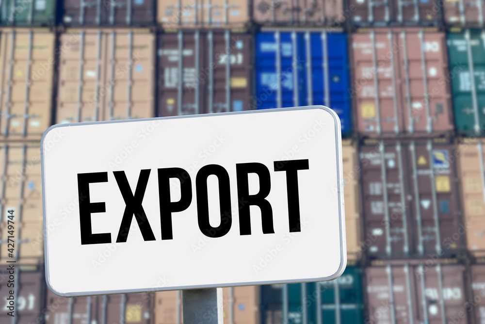 Obraz premium Container im Hafen und Tafel Export