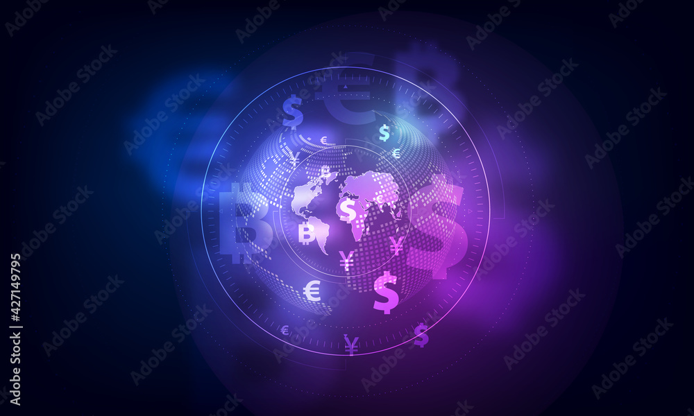 Obraz premium Money transfer. Global Currency. Stock Exchange. Stock vector illustration.