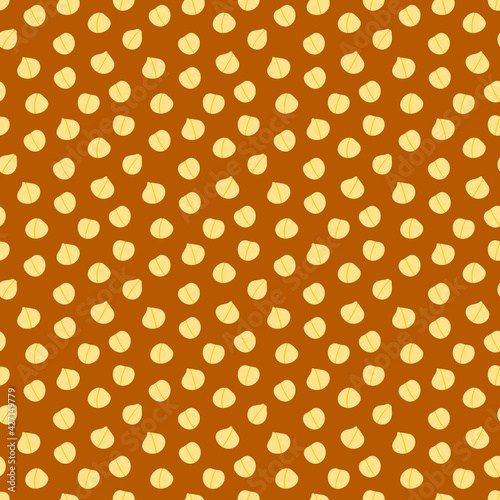 Cute cartoon style chickpeas, chick pea seeds vector seamless pattern background for healthy vegan food design.
