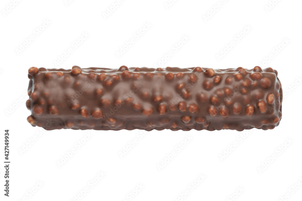 Candy bar or chocolate bar with peanuts isolated on white. Candy bar or chocolate bar with peanuts isolated on white.