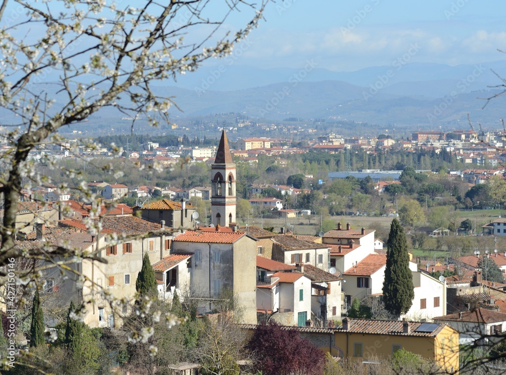 view of the old town in Tuscany region, near Arezzo city