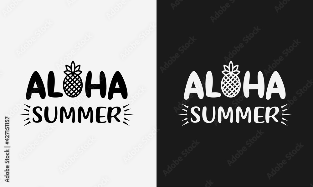 Aloha summer,hello summer calligraphy, hand drawn lettering illustration vector