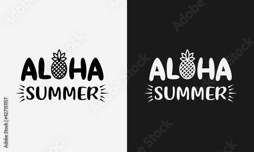 Aloha summer,hello summer calligraphy, hand drawn lettering illustration vector
