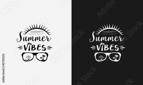 summer vibes ,hello summer calligraphy, hand drawn lettering illustration vector