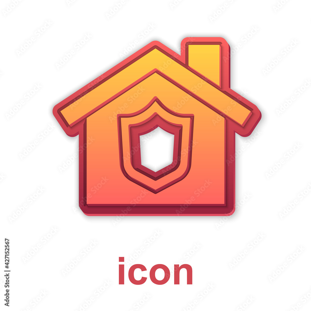 Gold House with shield icon isolated on white background. Insurance concept. Security, safety, protection, protect concept. Vector Gold House with shield icon isolated on white background. Insurance concept. Security, safety, protection, protect concept. Vector