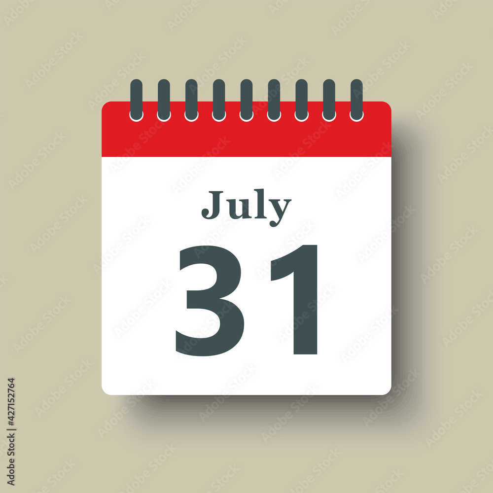 Icon day date 31 July, template calendar page Icon day date 31 July, template calendar page