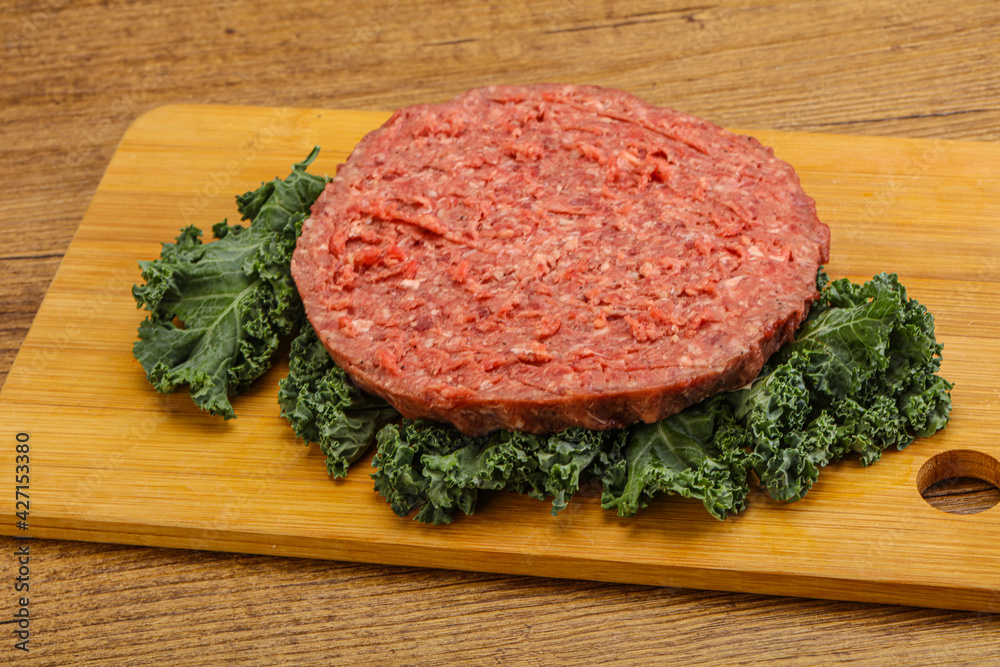 Raw beef burger cutlet for burger Raw beef burger cutlet for burger