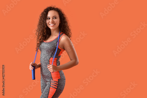 Beautiful young woman train...
