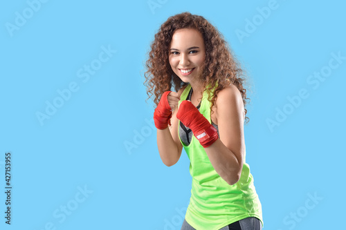 Beautiful young woman train...