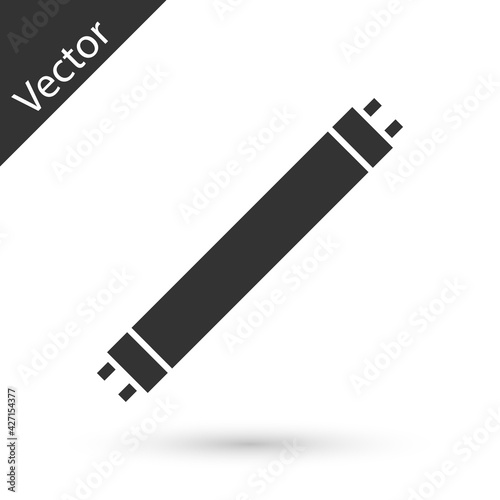 Grey Long luminescence fluorescent energy saving lamp icon isolated on white background. Vector