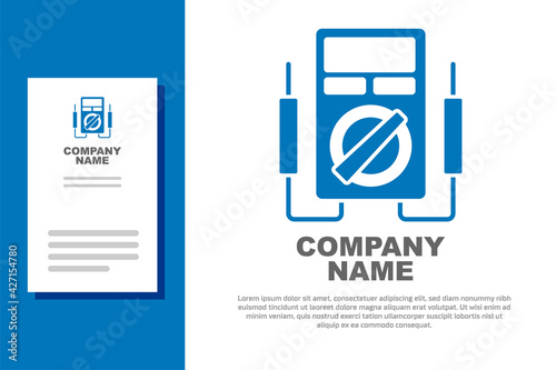 Blue Ampere meter, multimeter, voltmeter icon isolated on white background. Instruments for measurement of electric current. Logo design template element. Vector