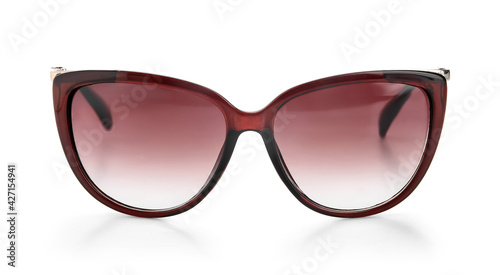 Stylish sunglasses on white background