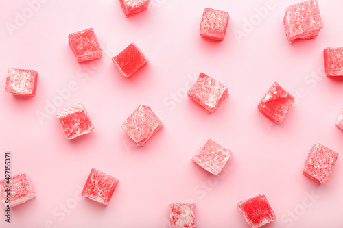 Bild auf Leinwand Turkish delight on color background