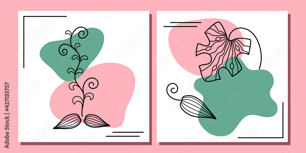 Background organic design leaves plants pink green template vector Background organic design leaves plants pink green template vector
