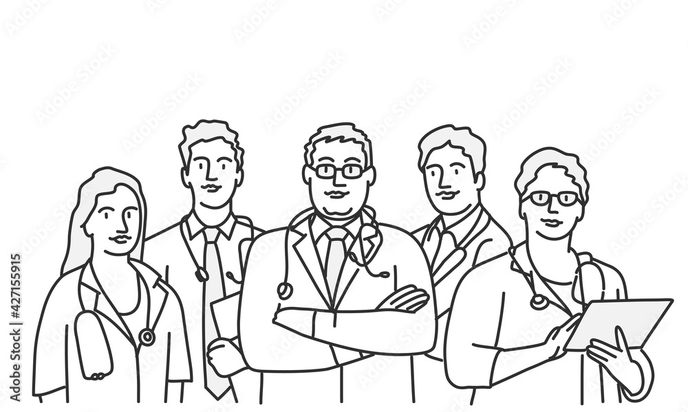 Group of doctors. Successful team of professionals. 