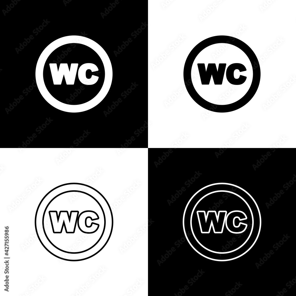 Set Toilet icon isolated on black and white background. WC sign. Washroom. Vector Set Toilet icon isolated on black and white background. WC sign. Washroom. Vector