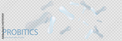 Probiotics Bacteria Vector illustration. Biology, Science background. Microscopic bacteria closeup.