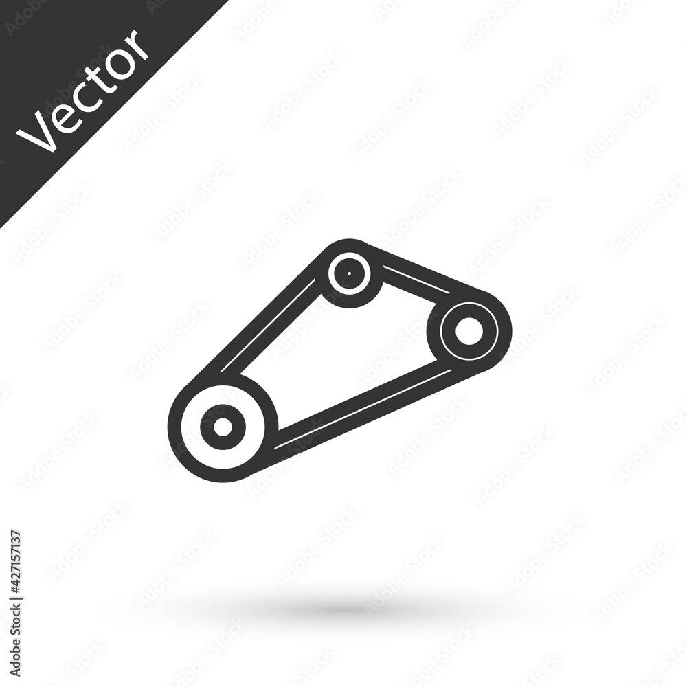 Grey line Timing belt kit icon isolated on white background. Vector Grey line Timing belt kit icon isolated on white background. Vector