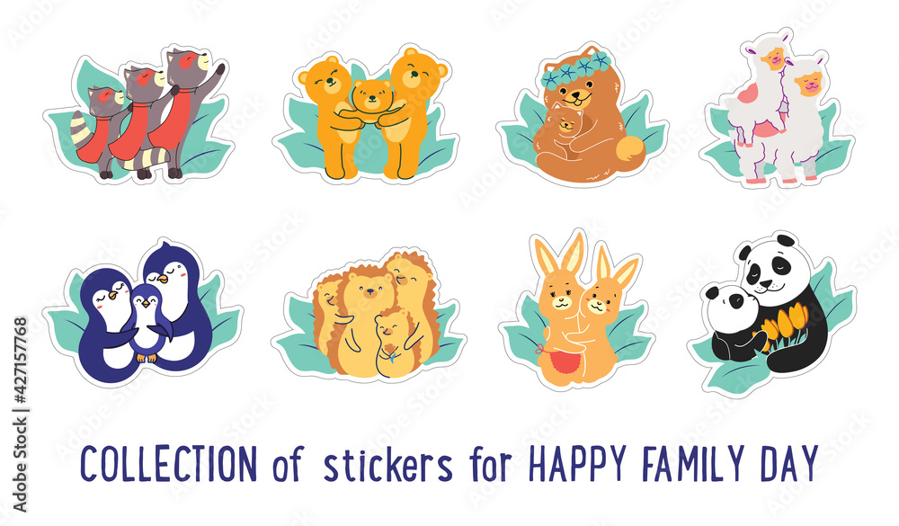 Obraz premium Collection of vector illustrations for International family day designs.
