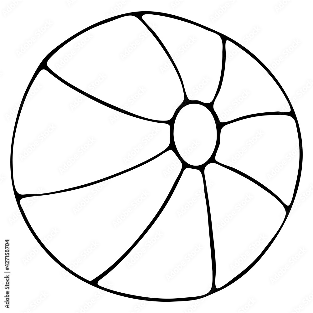 inflatable ball for active games on the beach, vector doodle element, coloring inflatable ball for active games on the beach, vector doodle element, coloring