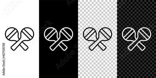 Set line Maracas icon isolated on black and white,transparent background. Music maracas instrument mexico. Vector