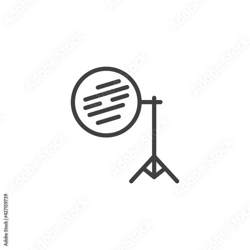 Photography reflector on tripod line icon