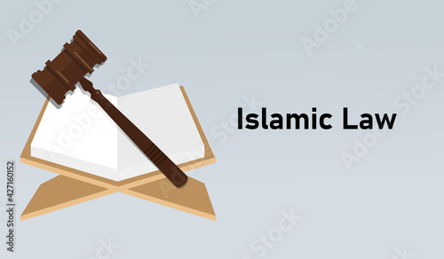 sharia law Islamic muslem legal legislation regulation concept hammer and book